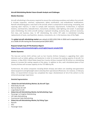 Aircraft Refurbishing Market Future Growth Analysis and Challenges