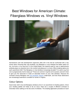 Best Windows for American Climate: Fiberglass Windows vs. Vinyl Windows
