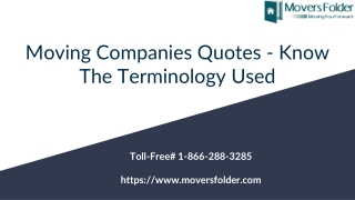 Moving Companies Quotes - Know the Terminology Used