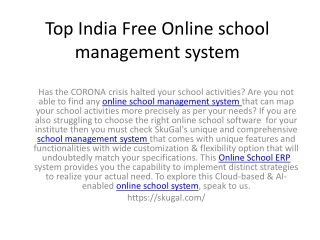 Top India Free Online school management system