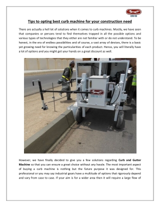 Tips to opting best curb machine for your construction need