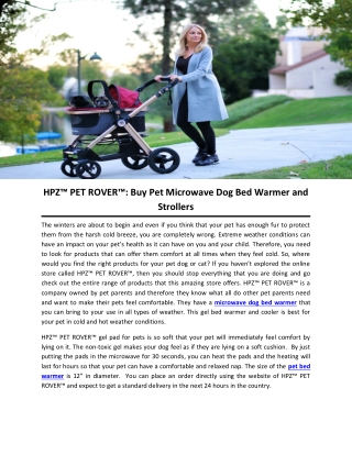 HPZ™ PET ROVER™: Buy Pet Microwave Dog Bed Warmer and Strollers