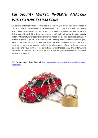 Car Security Market: IN-DEPTH ANALYSIS WITH FUTURE ESTIMATIONS