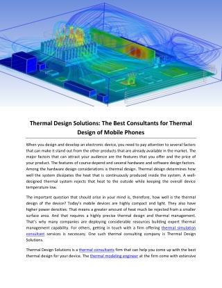 Thermal Design Solutions: The Best Consultants for Thermal Design of Mobile Phones