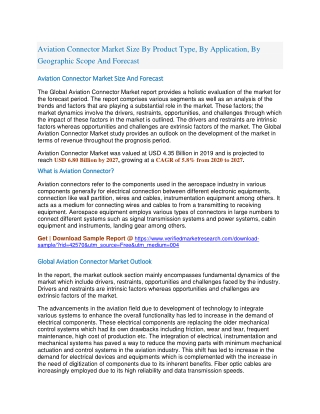 Aviation Connector Market Size By Product Type, By Application, By Geographic Scope And Forecast