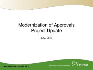 Modernization of Approvals Project Update