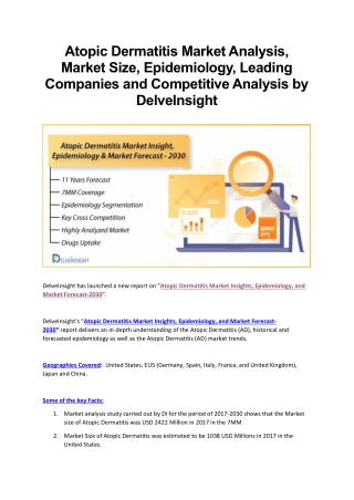 Atopic Dermatitis Market Analysis, Market Size, Epidemiology, Leading Companies and Competitive Analysis by DelveInsight