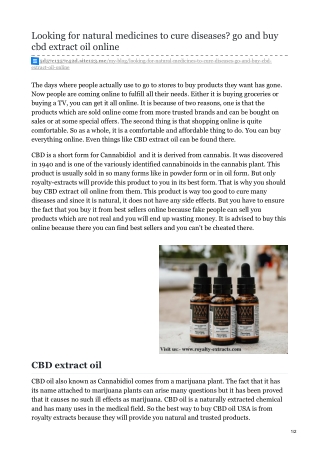 Looking for natural medicines to cure diseases? go and buy cbd extract oil online