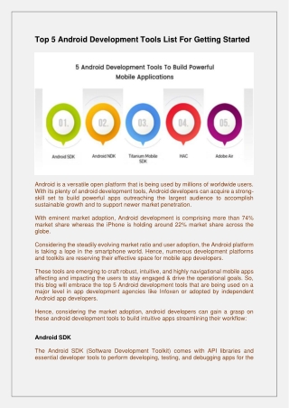 List of Top 5 Android Development Tools