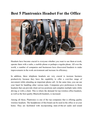 Best 5 Plantronics Headsets for Office