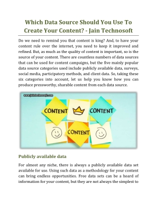 Which Data Source Should You Use To Create Your Content - Jain Technosoft