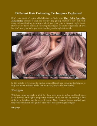 Different Hair Colouring Techniques Explained