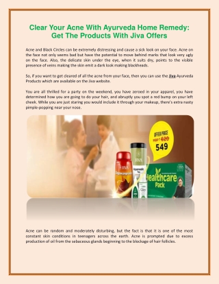 Clear Your Acne With Ayurveda Home Remedy: Get The Products With Jiva Offers