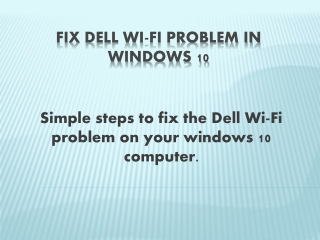 Fix The Dell Wi-fi Problem In Windows 10