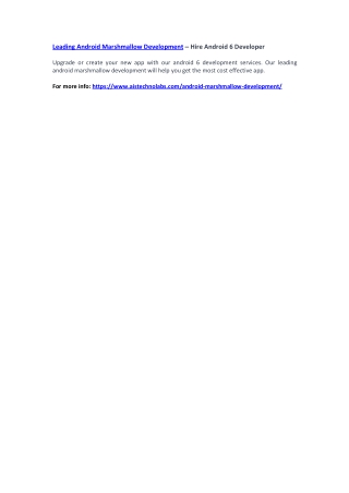 Leading Android Marshmallow Development – Hire Android 6 Developer