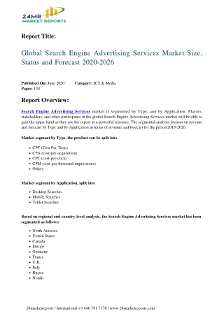 Search Engine Advertising Services Market Size, Status and Forecast 2020-2026