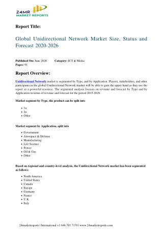 Unidirectional Network Market Size, Status and Forecast 2020-2026