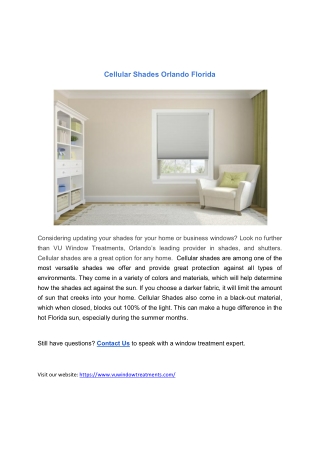 Cellular Shades Orlando FL