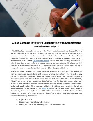 Gilead Compass Initiative®: Collaborating with Organizations to Reduce HIV Stigma