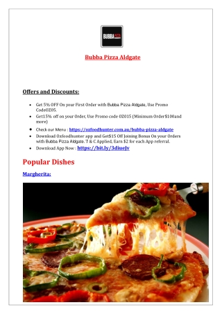 5% OFF - Bubba Pizza Menu - Pizza delivery Aldgate, SA