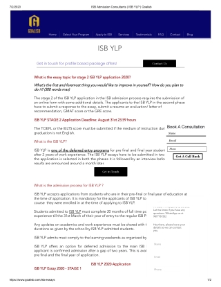 ISB Admission Consultants | ISB YLP | Goalisb