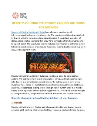 Benefits of Using Structured Cabling Solutions For Business