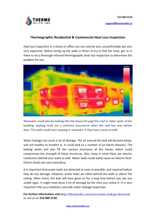 Thermographic Residential & Commercial Heat Loss Inspection