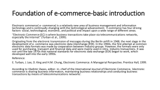 Foundation of e- commerce-basic introduction