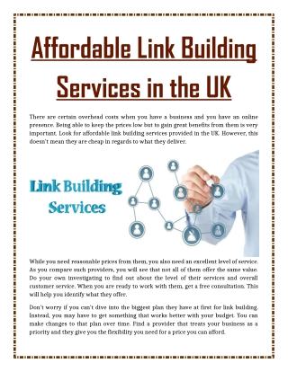 Affordable Link Building Services in the UK