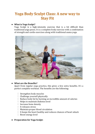 Yoga Body Sculpt Class: A new way to Stay Fit