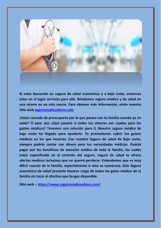 seguro medico bajo costo miami -|- ( seguromedicoahora.com )