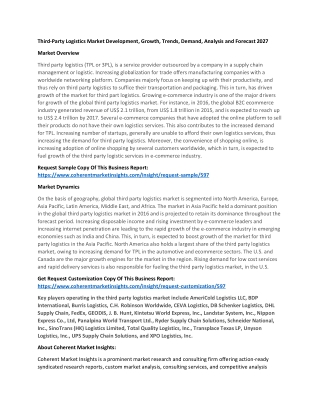 Third-Party Logistics Market Development, Growth, Trends, Demand, Analysis and Forecast 2027