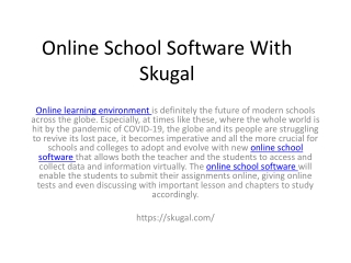 Online School Software With Skugal