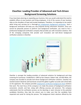 ClearStar: Leading Provider of Advanced and Tech-Driven Background Screening Solutions