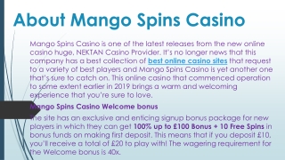 Mango Spins - Brand New Slots Site to Play - Get Up to £100 Match Bonus