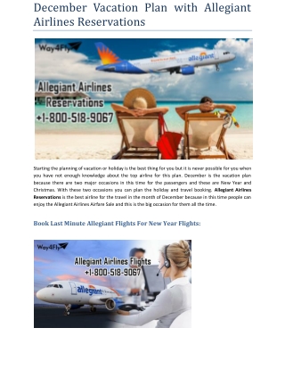 December Vacation Plan with Allegiant Airlines Reservations
