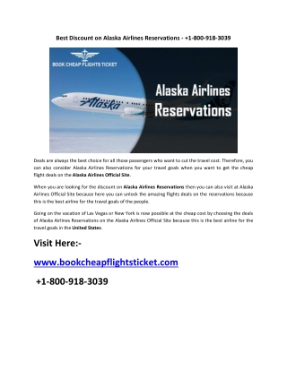 Alaska Airlines Reservations -  1-800-918-3039