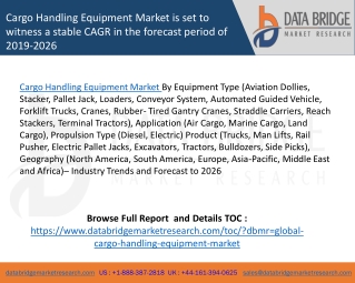 Cargo Handling Equipment Market is set to witness a stable CAGR in the forecast period of 2019-2026