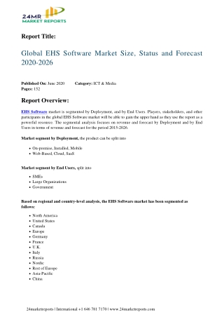 EHS Software Analysis, Growth Drivers, Trends, and Forecast till 2026