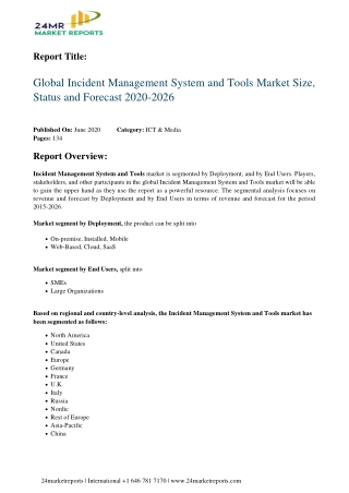 Incident Management System and Tools Analysis, Growth Drivers, Trends, and Forecast till 2026