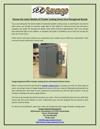 Choose the Latest Models of Powder Coating Ovens from Recognized Brands