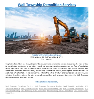 Wall Township Demolition Services