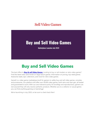 Sell Video Games