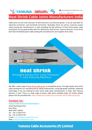 Heat Shrink Cable Joints Manufacturers India