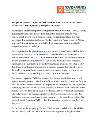 Flour Market Trends To Witness Sustainable Evolution 2020