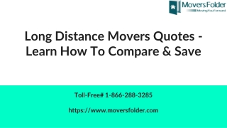 Long Distance Movers Quotes - Learn How to Compare & Save