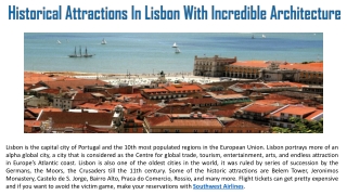 Historical Attractions In Lisbon With Incredible Architecture