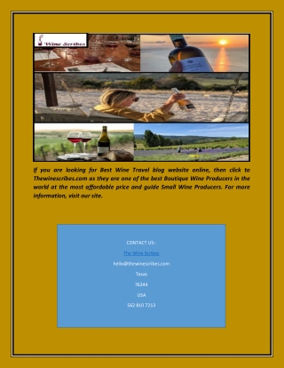 Best Wine Travel blog website | Thewinescribes.com