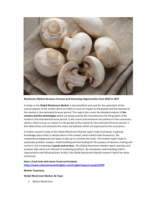 Mushroom Market Competitor Landscape, Opportunity Analysis, Trends & Forecast