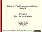 Equipment Health Management System EHMS